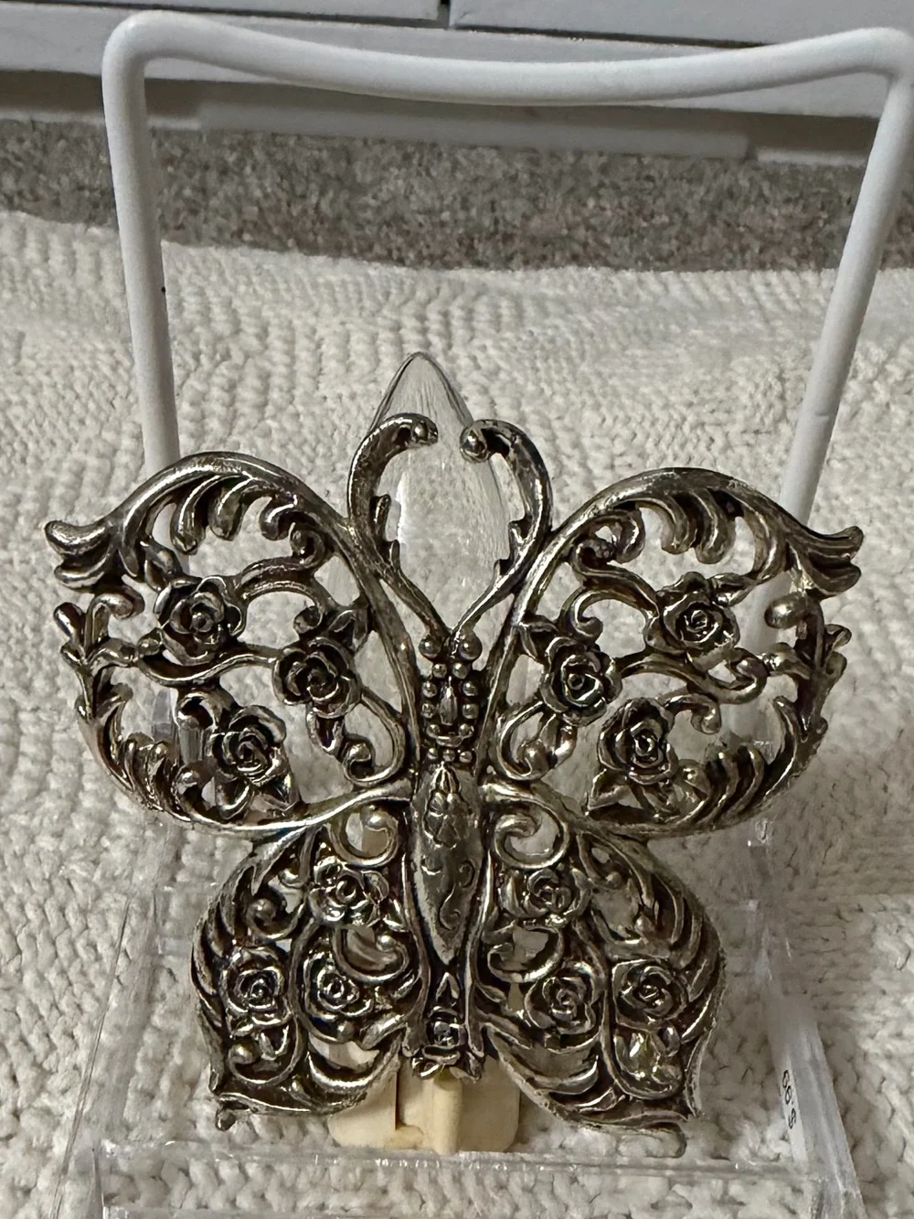 Vintage Silver Butterfly Floral Nightlight